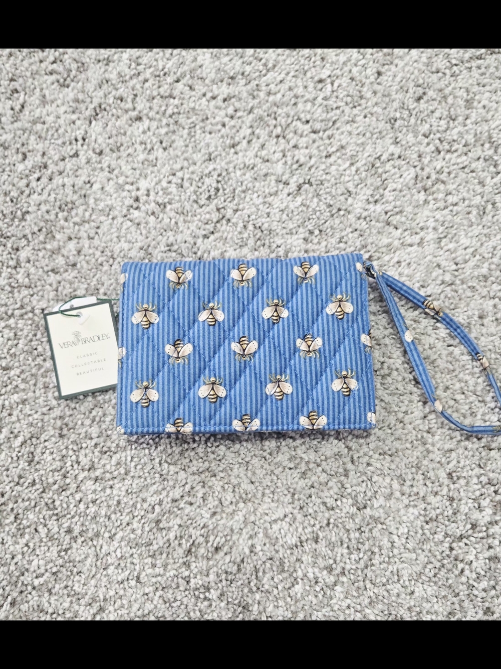 NEW! Vera Bradley Blue Bee & Floral Wristlet. Vintage - Picture 2 of 4